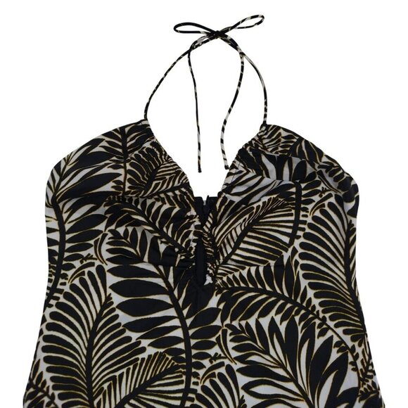 Christian Lacroix Women's Tropical Leaf Print Halterneck Midi Dress, Size S. - Picture 4 of 8